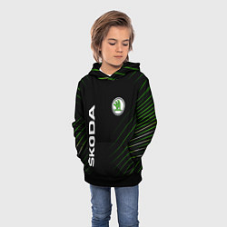 Толстовка-худи детская Skoda Шкода Полосы, цвет: 3D-черный — фото 2