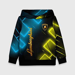 Толстовка-худи детская Lamborghini - Неоновые фигуры, цвет: 3D-черный