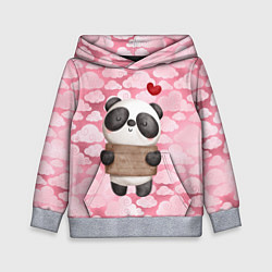 Толстовка-худи детская Панда с сердечком love, цвет: 3D-меланж