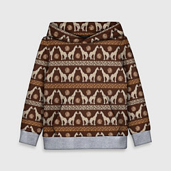 Толстовка-худи детская Жирафы Африка паттерн, цвет: 3D-меланж