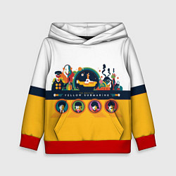 Толстовка-худи детская Yellow Submarine Мультфильм 3D, цвет: 3D-красный