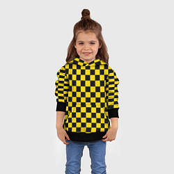 Толстовка-худи детская Такси Шахматные Клетки, цвет: 3D-черный — фото 2