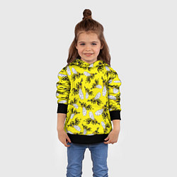 Толстовка-худи детская Пчелы на желтом, цвет: 3D-черный — фото 2