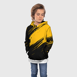 Толстовка-худи детская Black and yellow grunge, цвет: 3D-белый — фото 2