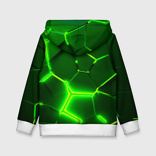 Детская толстовка 3D ПЛИТЫ НЕОН NEON GREEN HEXAGON РАЗЛОМ / 3D-Белый – фото 2