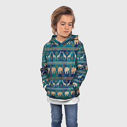 Толстовка-худи детская Жирафы и слоны, цвет: 3D-белый — фото 2