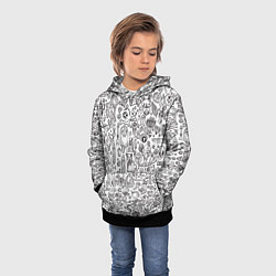 Толстовка-худи детская Рисованные черепа и животные, цвет: 3D-черный — фото 2