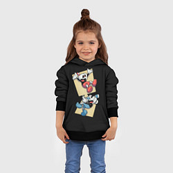 Толстовка-худи детская Две веселые чашки Cuphead, цвет: 3D-черный — фото 2