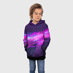 Толстовка-худи детская Наедине со вселенной Alone with the universe, цвет: 3D-черный — фото 2