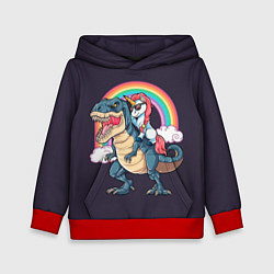 Толстовка-худи детская Модный Единорог На Динозавре, цвет: 3D-красный