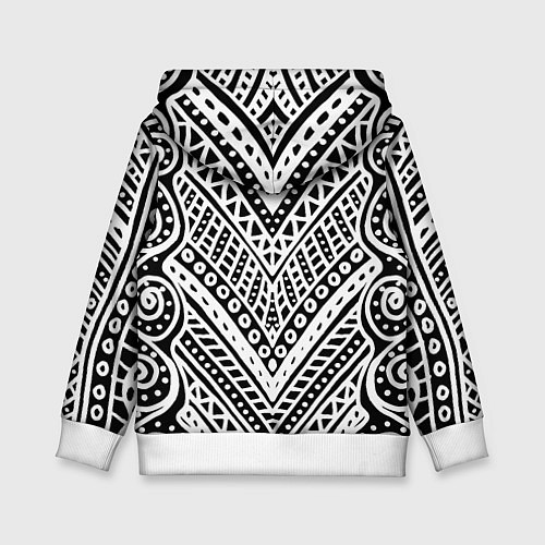 Детская толстовка Абстракция черно-белая Волны, полосы, вензеля Моно / 3D-Белый – фото 2