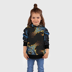 Толстовка-худи детская Огненные фракталы 3d, цвет: 3D-черный — фото 2