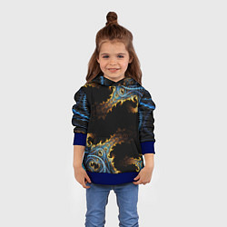 Толстовка-худи детская Огненные фракталы 3d, цвет: 3D-синий — фото 2