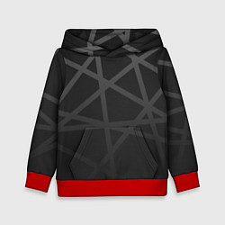 Толстовка-худи детская ГЕОМЕТРИЧЕСКИЙ ПАТТЕРН ЧЕРНЫЙ, цвет: 3D-красный