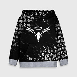 Толстовка-худи детская WALHALLA TEAM BLACK WHITE ЛОГО ТОКИЙСКИЕ МСТИТЕЛИ, цвет: 3D-меланж