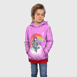 Толстовка-худи детская Русалка Юникорн, цвет: 3D-красный — фото 2