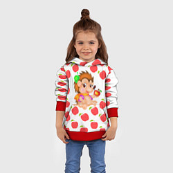 Толстовка-худи детская Веселый Ежик с Яблоком, цвет: 3D-красный — фото 2