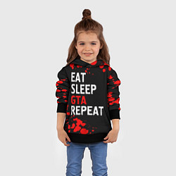 Толстовка-худи детская Eat Sleep GTA Repeat - Брызги, цвет: 3D-черный — фото 2