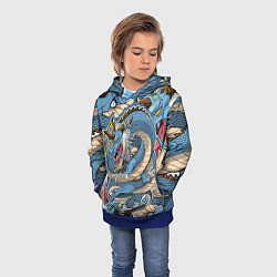 Толстовка-худи детская Синий дракон-монст, цвет: 3D-синий — фото 2