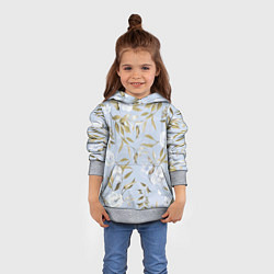 Толстовка-худи детская Цветы Золотые Листья, цвет: 3D-меланж — фото 2