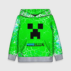 Толстовка-худи детская Minecraft зеленый фон, цвет: 3D-меланж