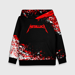 Толстовка-худи детская Metallica текстура белая красная, цвет: 3D-черный