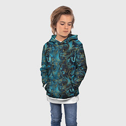 Толстовка-худи детская Blue Abstract Узоры, цвет: 3D-белый — фото 2