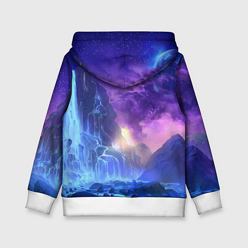 Детская толстовка Фантастический пейзаж Водопад Неон / 3D-Белый – фото 2