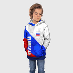 Толстовка-худи детская RUSSIA - SPORTWEAR - ТРИКОЛОР, цвет: 3D-синий — фото 2