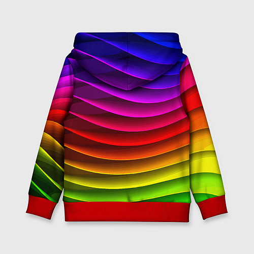 Детская толстовка Color line neon pattern Abstraction Summer 2023 / 3D-Красный – фото 2