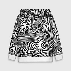 Толстовка-худи детская Сумасшедшая зебра Абстрактный узор с извилистыми л, цвет: 3D-белый