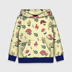Толстовка-худи детская Mushroom, грибы- грибочки, цвет: 3D-синий