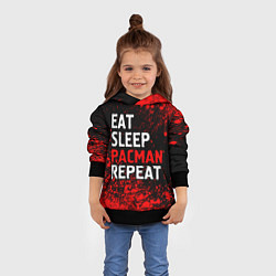 Толстовка-худи детская Eat Sleep Pacman Repeat Арт, цвет: 3D-черный — фото 2