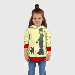 Толстовка-худи детская Девочка и собака-улыбака, цвет: 3D-красный — фото 2