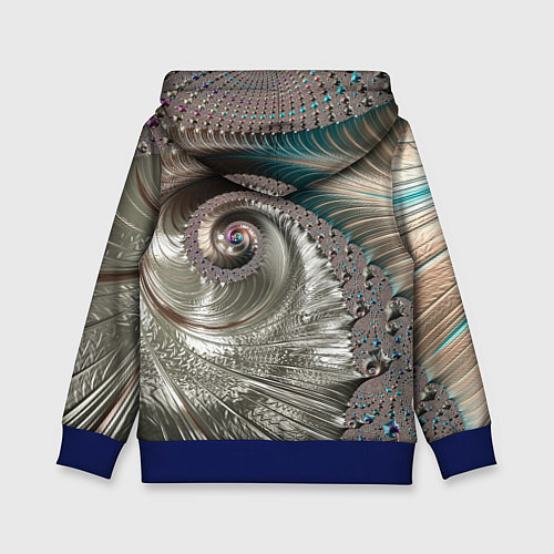 Детская толстовка Fractal pattern Spiral Серебристый фрактал спираль / 3D-Синий – фото 2