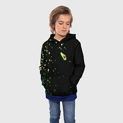 Толстовка-худи детская Авокадо avocado брызги, цвет: 3D-синий — фото 2