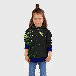 Толстовка-худи детская Авокадо avocado брызги, цвет: 3D-синий — фото 2