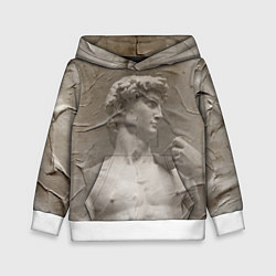 Толстовка-худи детская Микеланджело Буонарроти Давид Пост-арт Michelangel, цвет: 3D-белый