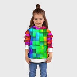 Толстовка-худи детская РАЗНОЦВЕТНЫЕ КУБИКИ MULTICOLORED CUBES, цвет: 3D-белый — фото 2