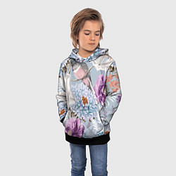 Толстовка-худи детская Цветы Чудесный Весенний Узор, цвет: 3D-черный — фото 2