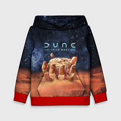 Толстовка-худи детская Dune: Spice Wars песчаные дюны и рука с базой, цвет: 3D-красный