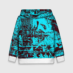 Толстовка-худи детская БИРЮЗОВАЯ ПАЛИТРА ЦВЕТА, цвет: 3D-белый