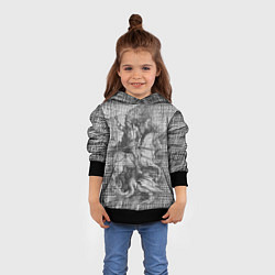 Толстовка-худи детская Альбрехт Дюрер Всадник побеждающий дракона Гравюра, цвет: 3D-черный — фото 2