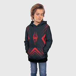 Толстовка-худи детская Красный Символ Skyrim на темном фоне со стрелками, цвет: 3D-черный — фото 2