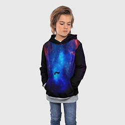 Толстовка-худи детская Потерянный человек в космосе, цвет: 3D-меланж — фото 2