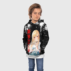 Толстовка-худи детская МАРИН КИТАГАВА - БРЫЗГИ КРАСКИ, цвет: 3D-белый — фото 2