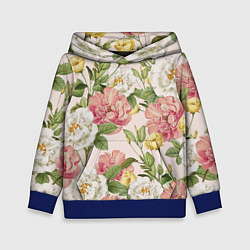 Толстовка-худи детская Цветы Английские Розы, цвет: 3D-синий