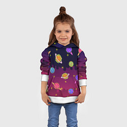 Толстовка-худи детская Pizza in Space, цвет: 3D-белый — фото 2