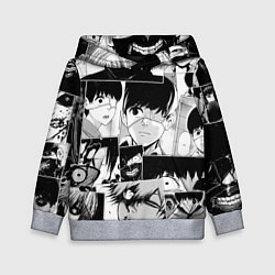 Толстовка-худи детская Токийский гуль паттерн, цвет: 3D-меланж