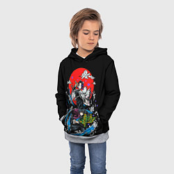 Толстовка-худи детская Шинобу Кочо Гию Томиока КЛИНОК РАССЕКАЮЩИЙ ДЕМОНОВ, цвет: 3D-меланж — фото 2